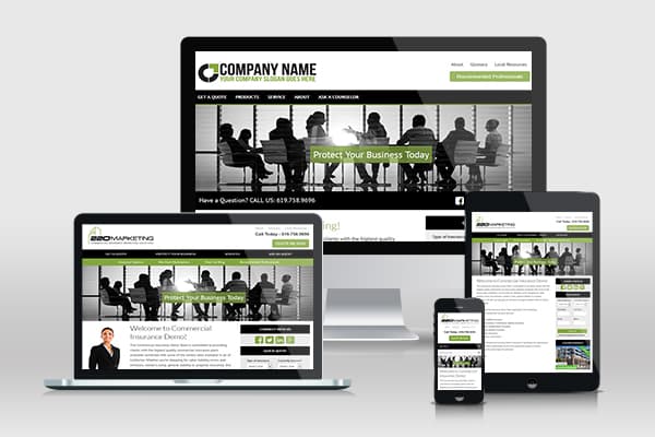 Different devices displaying commercial insurance websites