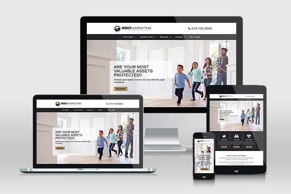 Different devices displaying health insurance websites