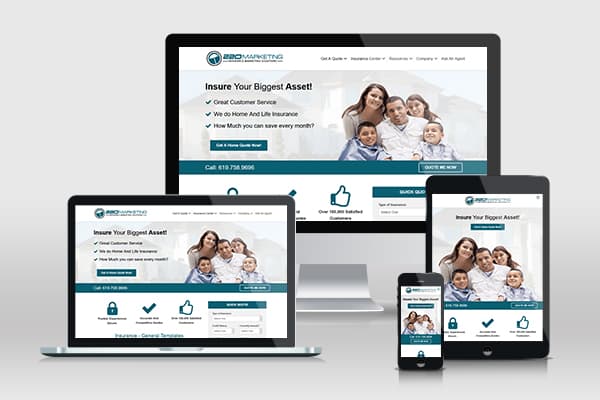 Different devices displaying personal insurance websites