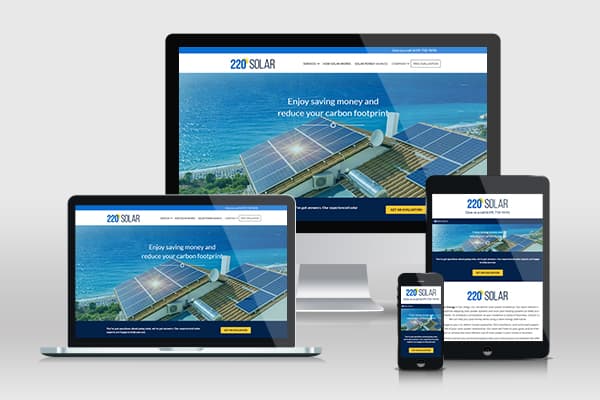 Different devices displaying solar energy websites