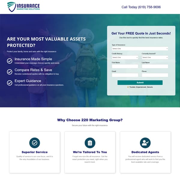 Insurance 45 Landing Page